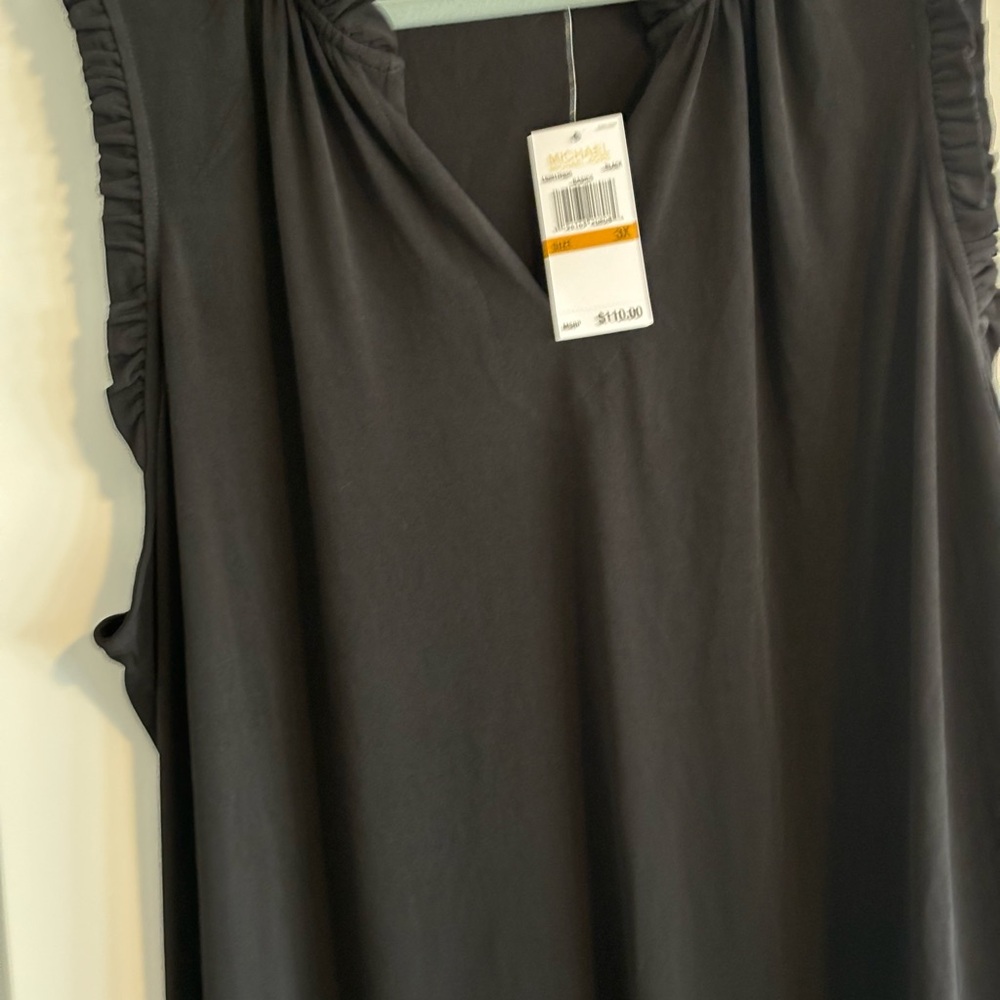 Michael Kors Black Ruched Sleeveless Dress
